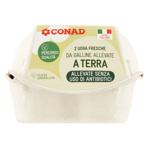 CONAD Percorso Qualità 2 Uova Fresche da Galline Allevate a Terra Allevate Senza Uso di Antibiotici-image