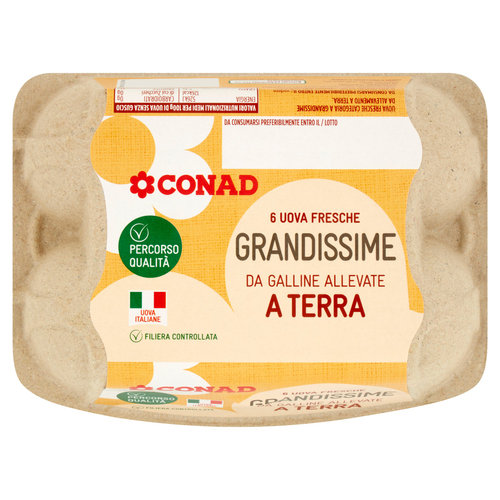 CONAD Percorso Qualità 6 Uova Fresche Grandissime da Galline Allevate a Terra-image