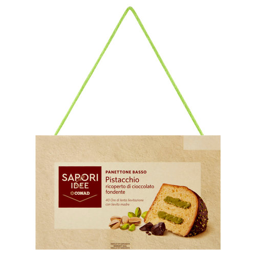 SAPORI & IDEE CONAD Panettone Basso Pistacchio ricoperto di cioccolato fondente 1 kg-image