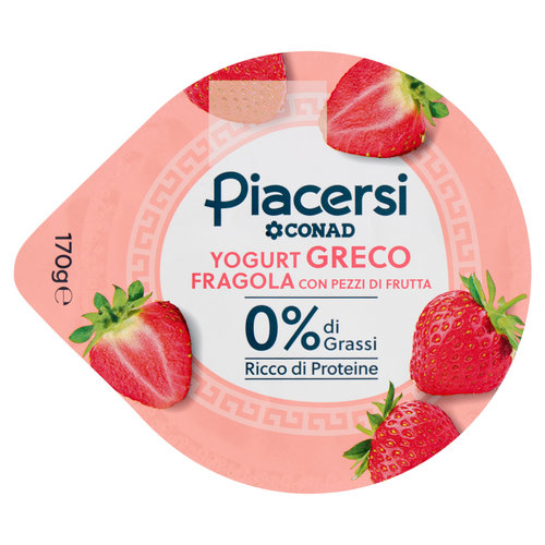 PIACERSI CONAD Yogurt Greco Fragola con Pezzi di Frutta 0% di Grassi 170 g-image