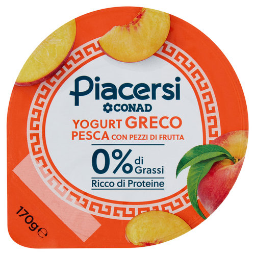 PIACERSI CONAD Yogurt Greco Pesca con Pezzi di Frutta 0% di Grassi 170 g-image