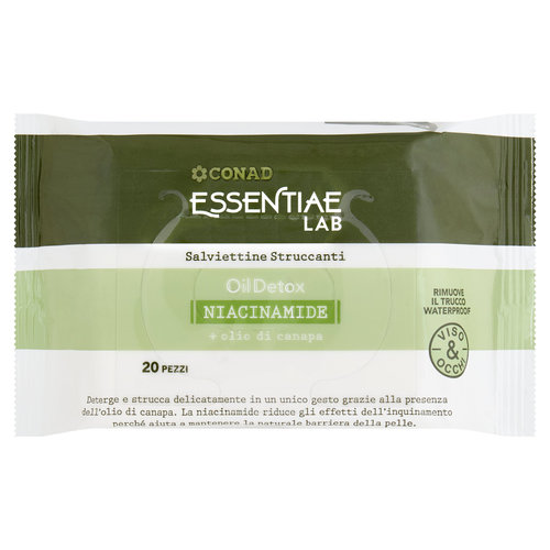 CONAD Essentiae Lab Salviettine Struccanti Oil Detox Niacinamide + olio di canapa 20 pz-image