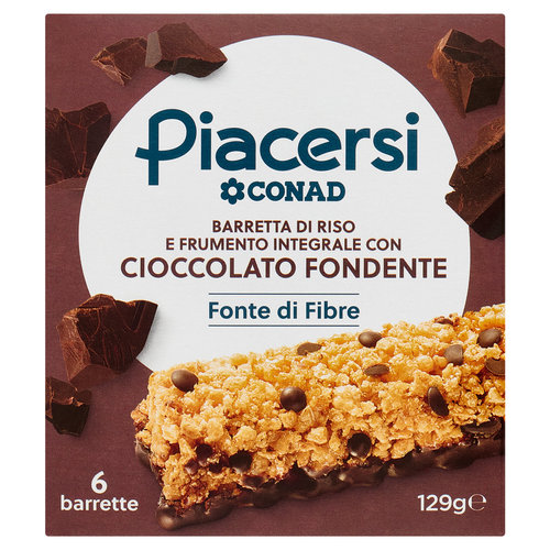 PIACERSI CONAD Barretta di Riso e Frumento Integrale con Cioccolato Fondente 6 x 21,5 g-image