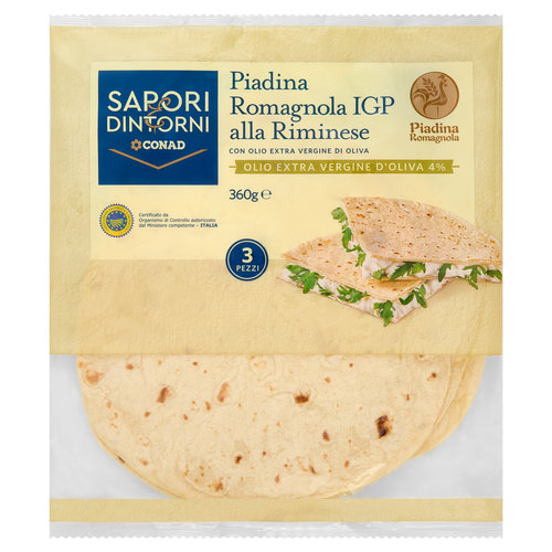 SAPORI & DINTORNI CONAD Piadina Romagnola IGP alla Riminese con Olio Extra Vergine di Oliva 3 x 120g-image