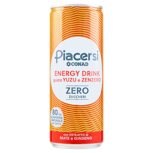 PIACERSI CONAD Energy Drink gusto Yuzu e Zenzero Zero Zuccheri 250 ml-image