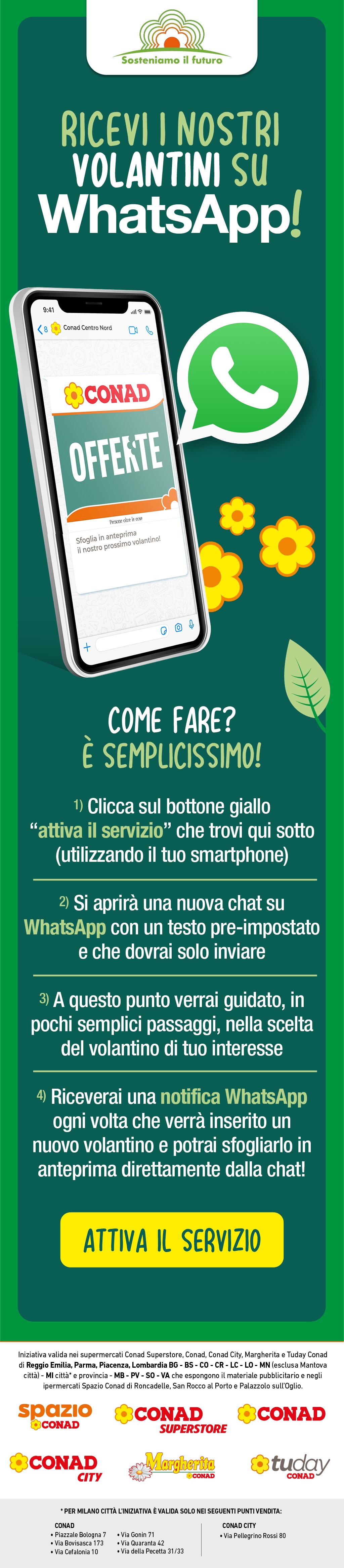 Ricevi i nostri volantini su WhatsApp